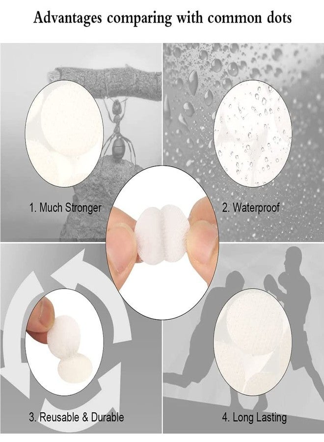 Oligitdi Tape with Adhesive 100 Pairs Dots Hook and Loop Self Adhesive Back Coin Fasteners with Waterproof Sticky Glue (2 cm Diameter) (White) - Image 4